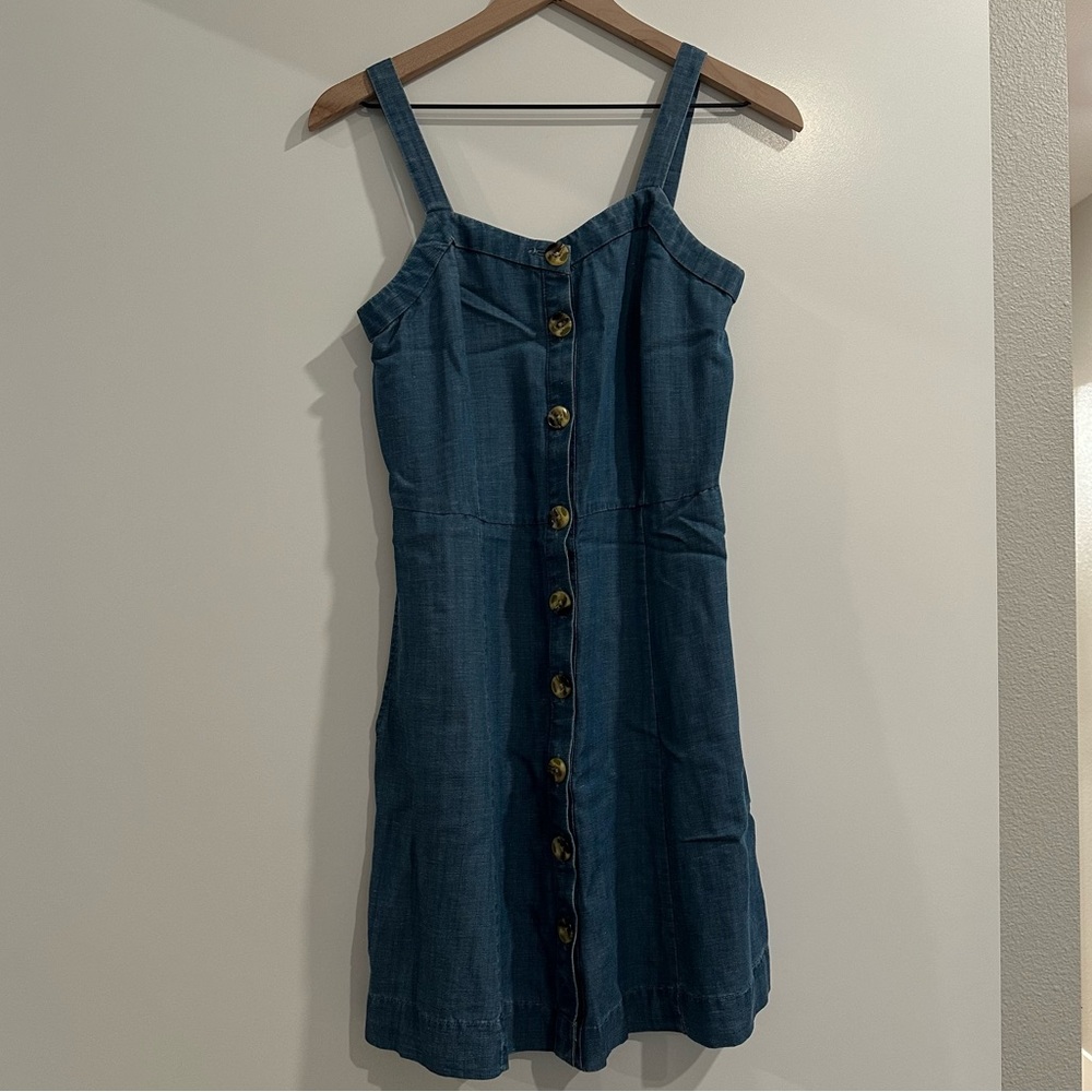 LOFT Chambray Button Down Dress with Pockets